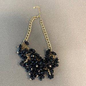 Talbots Black and Gold Flower Statement Necklace